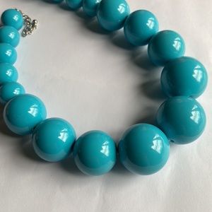 Medium Blue oversized graduated ball necklace chunky 18”